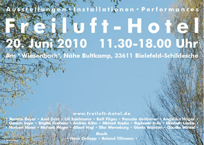 Freiluft-Hotel am 20. Juni 2010 am Wiesenbach, Nähe Bultkamp in Bielefeld-Schildesche Freiluft-Hotel am 20. Juni 2010 am Wiesenbach, Nähe Bultkamp in Bielefeld-Schildesche